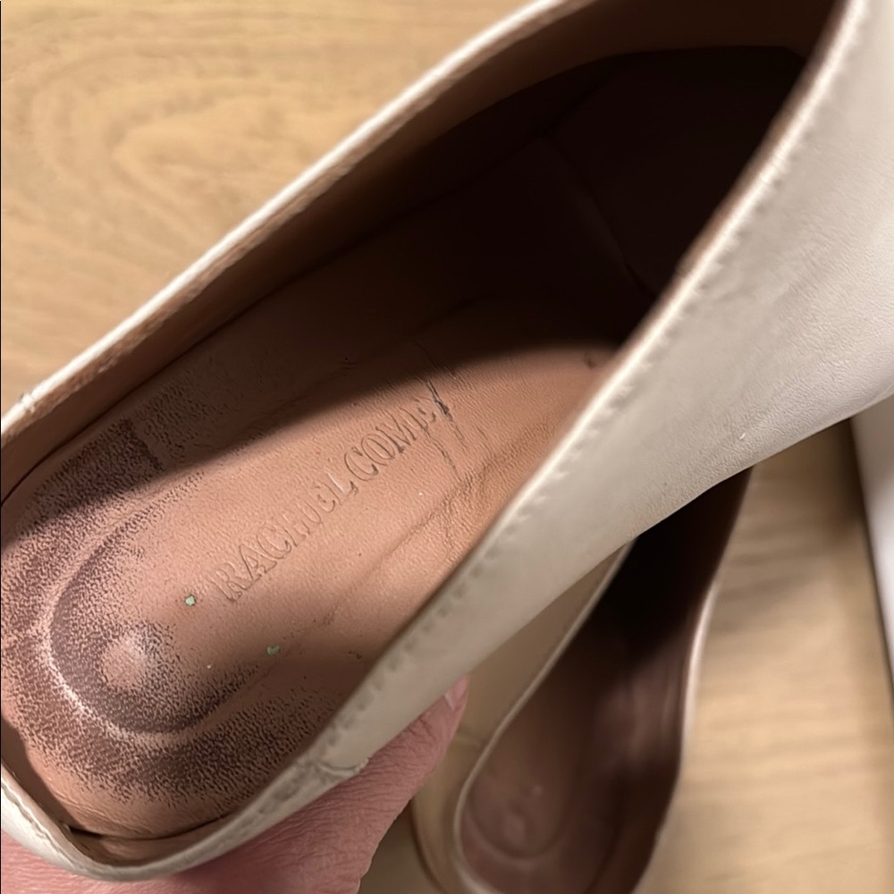 Rachel Comey White Leather Mules with Brown Wooden Heel 7.5 - Picture 3 of 7